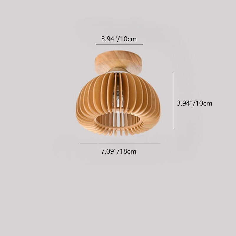 Plafonnier semi-encastré 1 lumière en bois fer vintage traditionnel à flocons de citrouille pour salon 