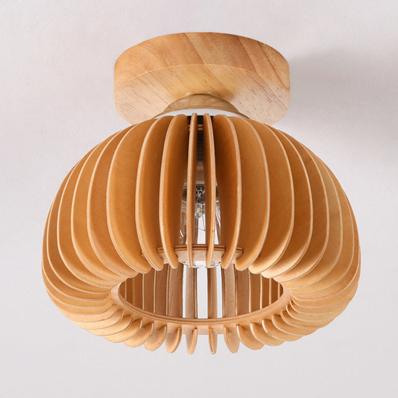 Plafonnier semi-encastré 1 lumière en bois fer vintage traditionnel à flocons de citrouille pour salon 