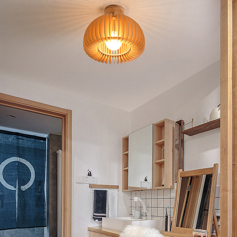 Plafonnier semi-encastré 1 lumière en bois fer vintage traditionnel à flocons de citrouille pour salon 