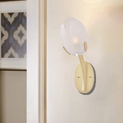 Applique murale contemporaine scandinave Pod Base ovale en fer et verre 1/2 lumière pour chambre 