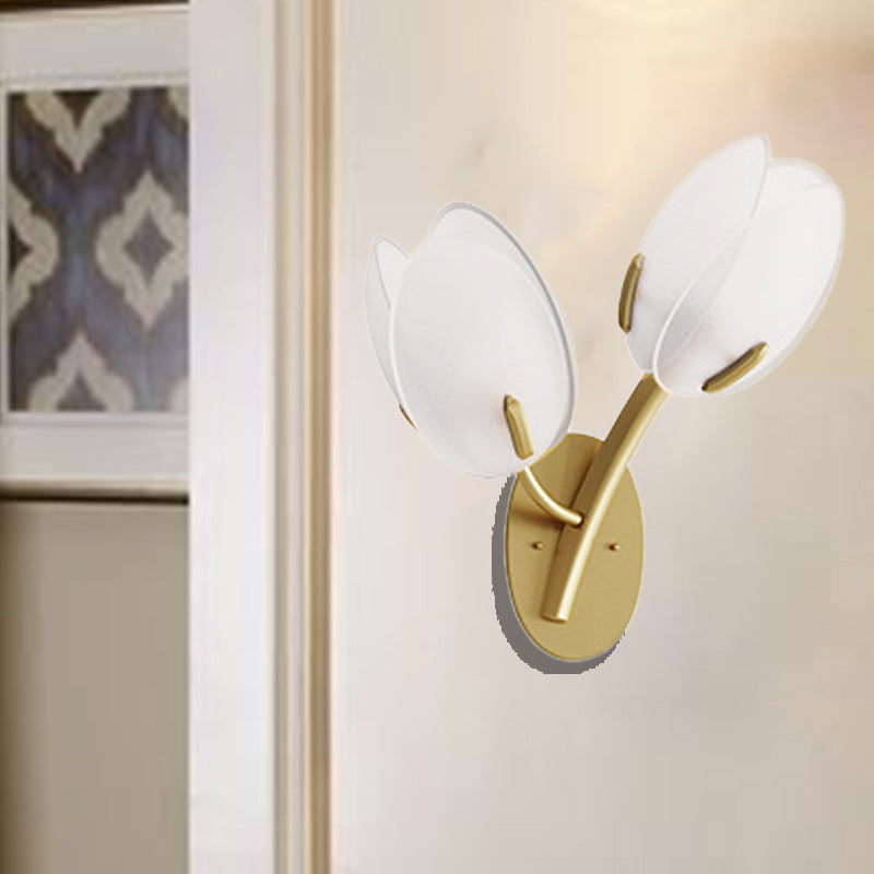 Applique murale contemporaine scandinave Pod Base ovale en fer et verre 1/2 lumière pour chambre 