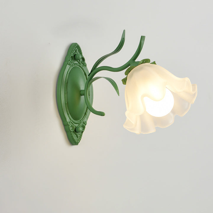 Contemporary Creative Flower Branch Iron Glass 1/2 Light Wall Sconce Lamp For Living Room