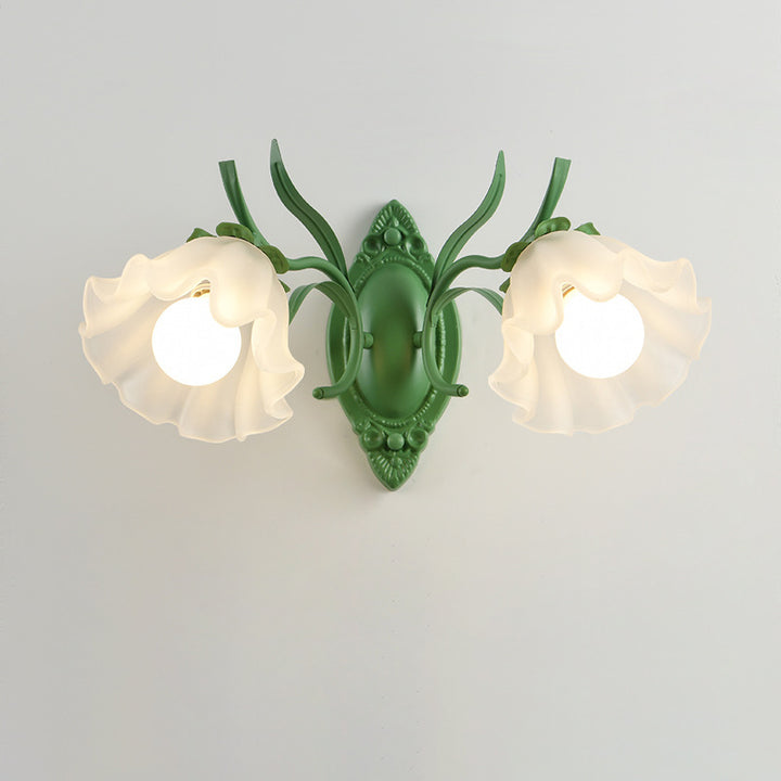 Contemporary Creative Flower Branch Iron Glass 1/2 Light Wall Sconce Lamp For Living Room