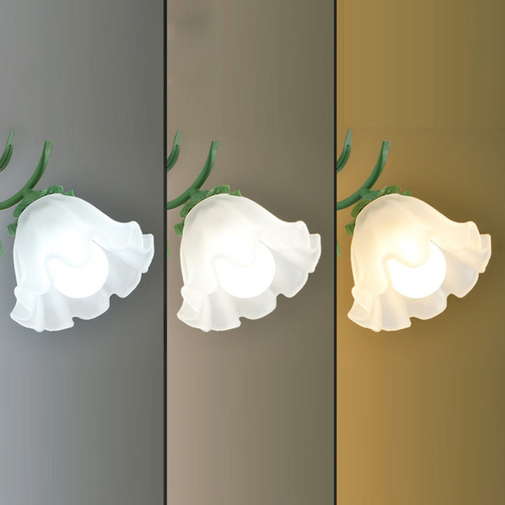 Contemporary Creative Flower Branch Iron Glass 1/2 Light Wall Sconce Lamp For Living Room