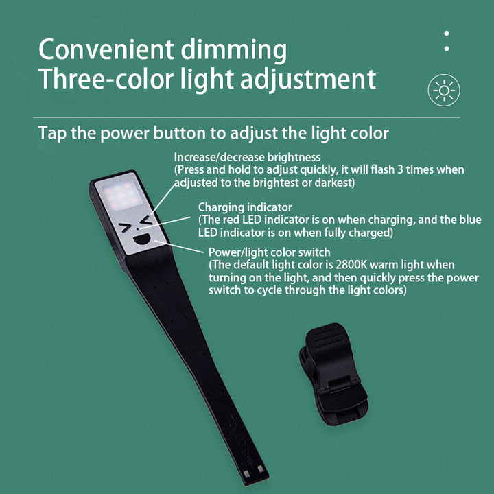 Zeitgenössische kreative rechteckige Smiley-Plastik-LED-Tischlampe Buchclip-Lampe für das Schlafzimmer 
