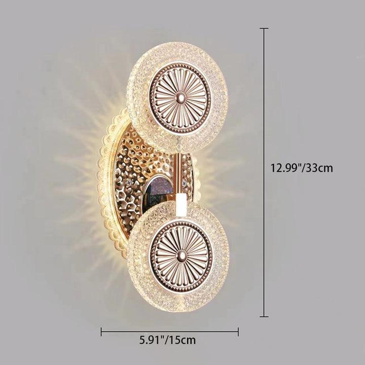 Applique murale LED en acrylique cristal à motif rond moderne de luxe pour chambre 