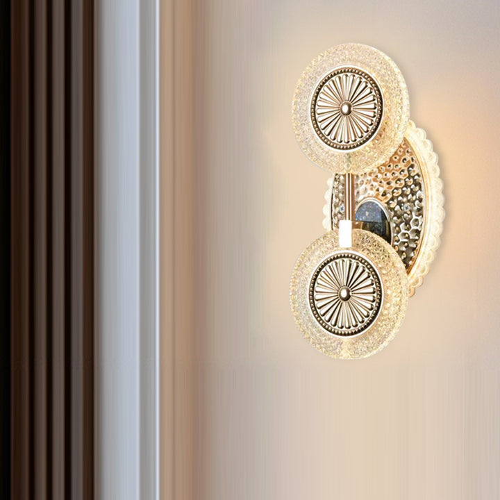 Applique murale LED en acrylique cristal à motif rond moderne de luxe pour chambre 