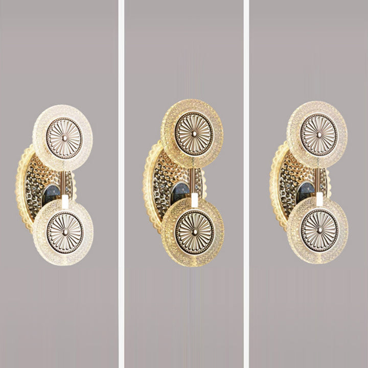 Applique murale LED en acrylique cristal à motif rond moderne de luxe pour chambre 