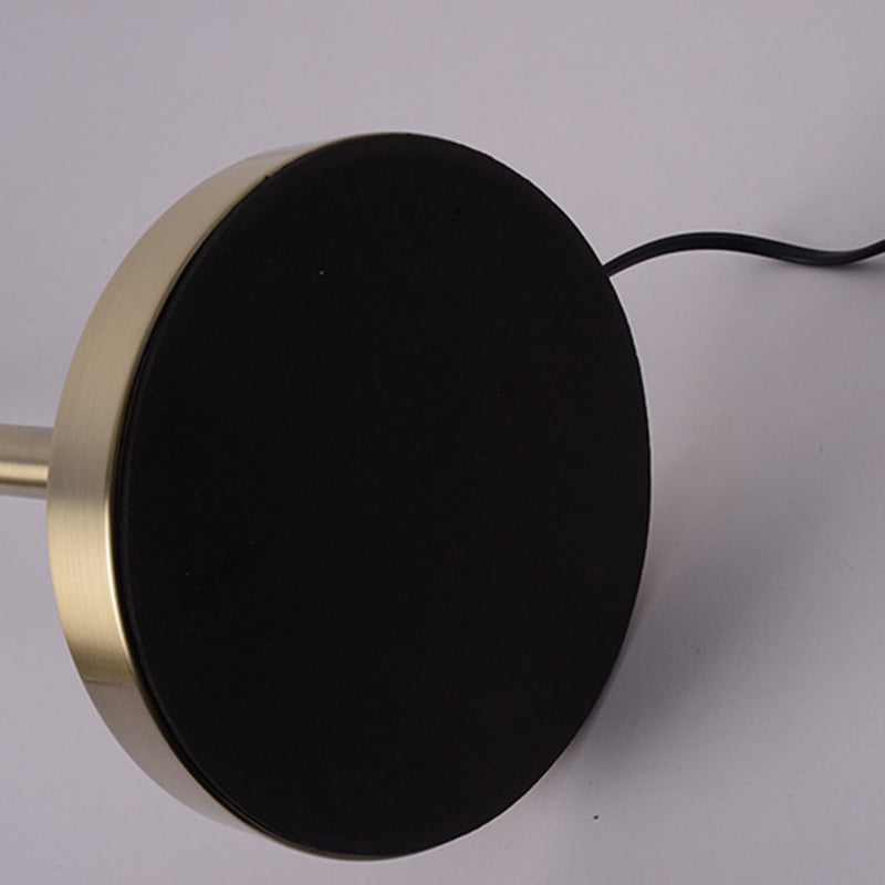 Traditional Vintage Round Table Curved Disc Base Iron Fabric 1-Light Table Lamp For Bedroom