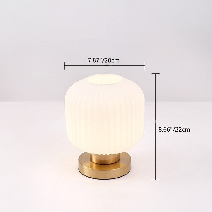 Lámpara de mesa de 1 luz de vidrio de hierro a rayas cilíndrica redonda contemporánea escandinava para dormitorio 