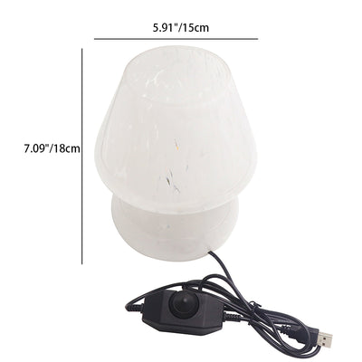 Contemporary Creative Oval Round Table Spotted Mushroom Glass 1-Light Table Lamp