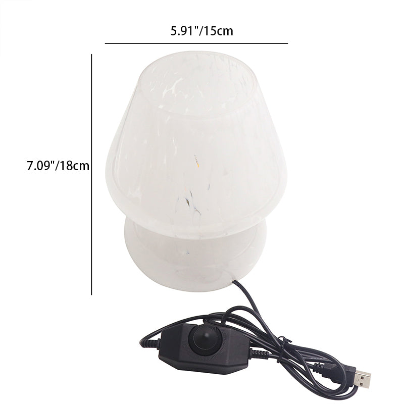 Contemporary Creative Oval Round Table Spotted Mushroom Glass 1-Light Table Lamp