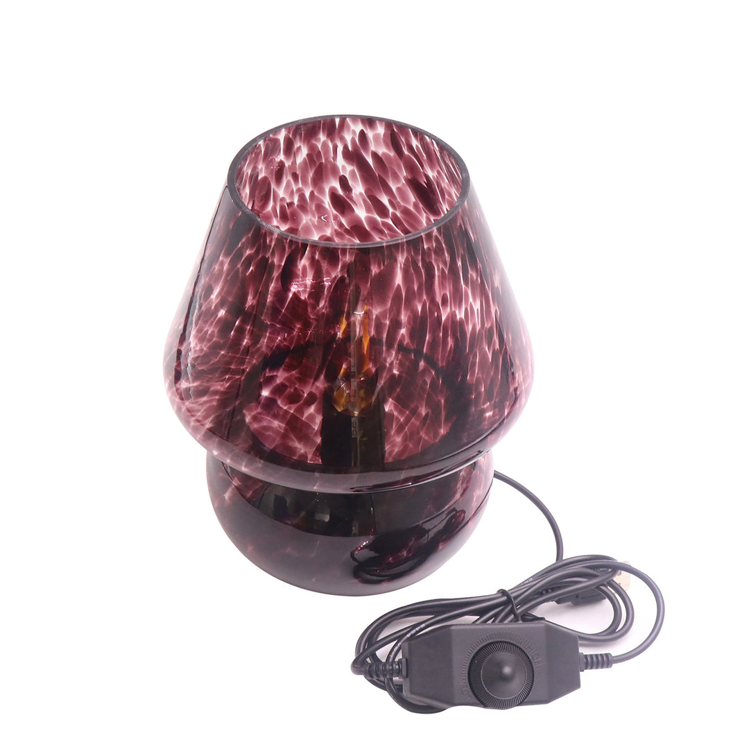 Lámpara de mesa de 1 luz de vidrio de hongo con manchas contemporánea creativa de mesa redonda ovalada 
