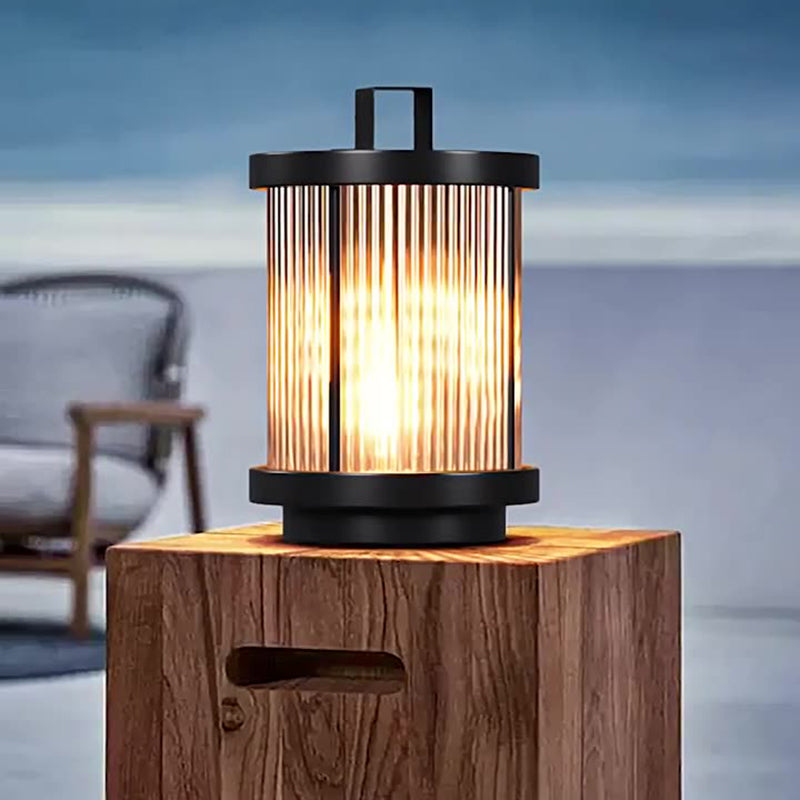 Cylindre solaire minimaliste moderne étanche en aluminium, fer et verre avec 1 lumière pour le paysage extérieur de patio 