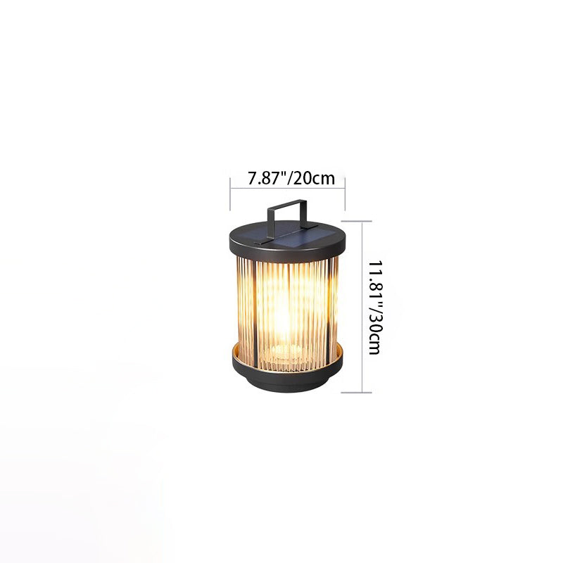 Cylindre solaire minimaliste moderne étanche en aluminium, fer et verre avec 1 lumière pour le paysage extérieur de patio 