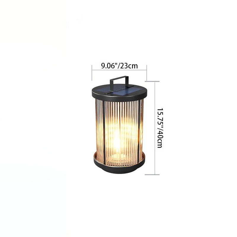 Cylindre solaire minimaliste moderne étanche en aluminium, fer et verre avec 1 lumière pour le paysage extérieur de patio 