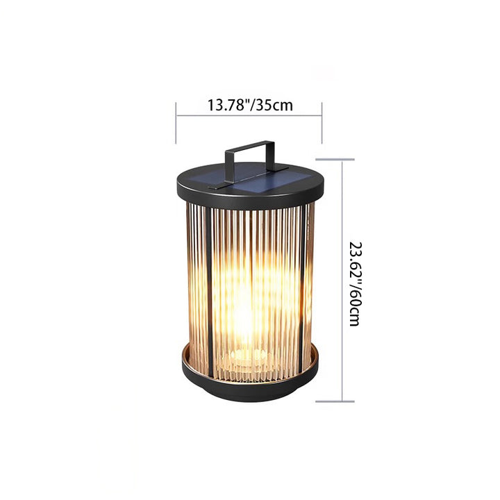 Cylindre solaire minimaliste moderne étanche en aluminium, fer et verre avec 1 lumière pour le paysage extérieur de patio 