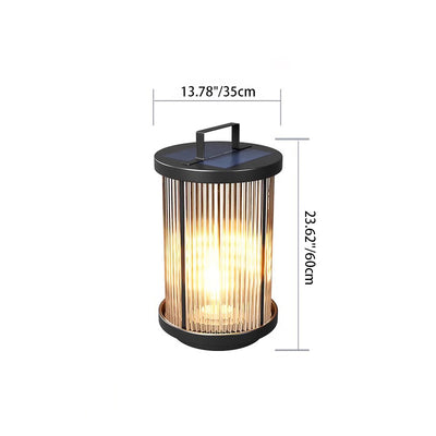 Cylindre solaire minimaliste moderne étanche en aluminium, fer et verre avec 1 lumière pour le paysage extérieur de patio 