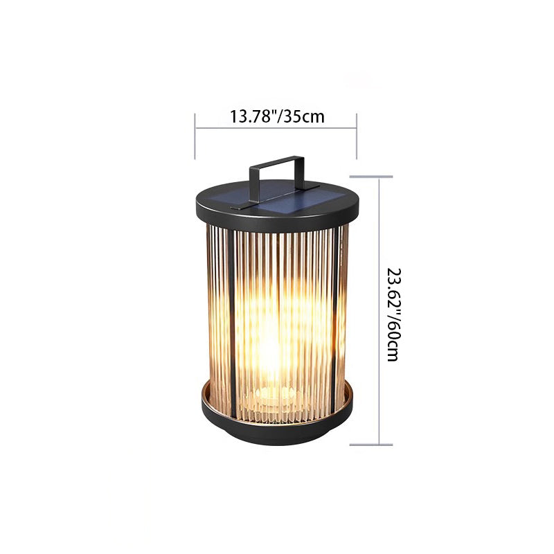 Cylindre solaire minimaliste moderne étanche en aluminium, fer et verre avec 1 lumière pour le paysage extérieur de patio 