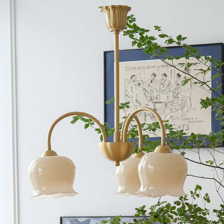 Chandelier traditionnel en résine de cuivre avec branches et fleurs françaises 3/5/6/8 pour salon 