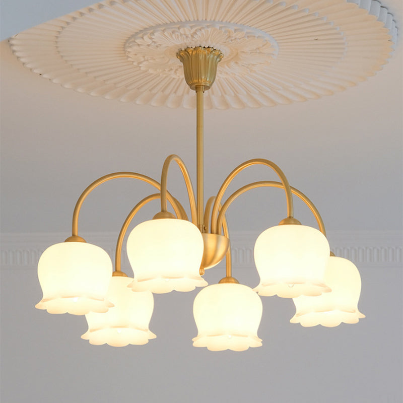 Chandelier traditionnel en résine de cuivre avec branches et fleurs françaises 3/5/6/8 pour salon 