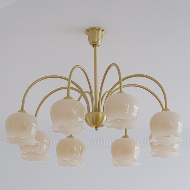 Chandelier traditionnel en résine de cuivre avec branches et fleurs françaises 3/5/6/8 pour salon 