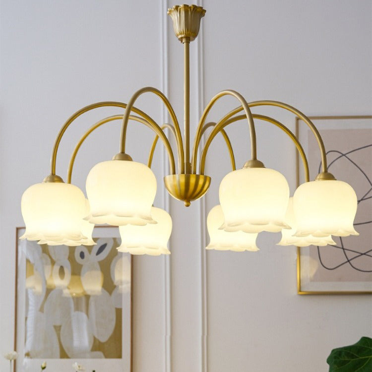 Chandelier traditionnel en résine de cuivre avec branches et fleurs françaises 3/5/6/8 pour salon 