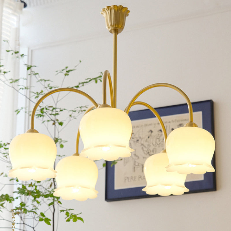 Chandelier traditionnel en résine de cuivre avec branches et fleurs françaises 3/5/6/8 pour salon 