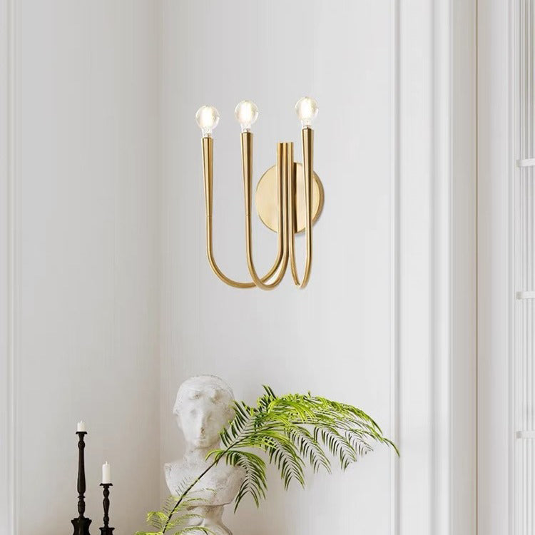 Zeitgenössische skandinavische Arc Branch Disc Base Hardware 3-Licht Wandlampenleuchte für Wohnzimmer 