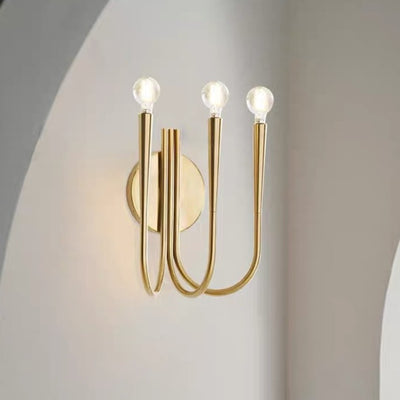 Applique murale 3 lumières avec base en disque et branche d'arc scandinave contemporaine pour salon 