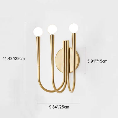 Applique murale 3 lumières avec base en disque et branche d'arc scandinave contemporaine pour salon 
