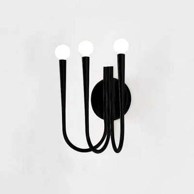 Applique murale 3 lumières avec base en disque et branche d'arc scandinave contemporaine pour salon 