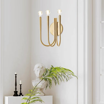 Applique murale 3 lumières avec base en disque et branche d'arc scandinave contemporaine pour salon 