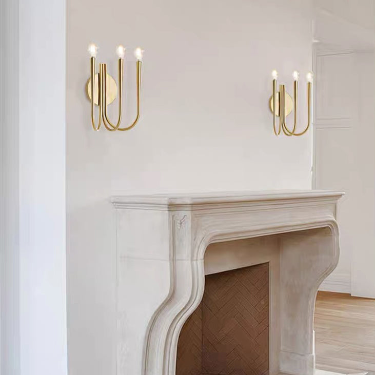 Zeitgenössische skandinavische Arc Branch Disc Base Hardware 3-Licht Wandlampenleuchte für Wohnzimmer 
