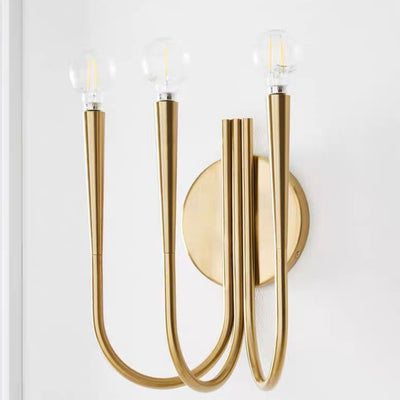 Applique murale 3 lumières avec base en disque et branche d'arc scandinave contemporaine pour salon 