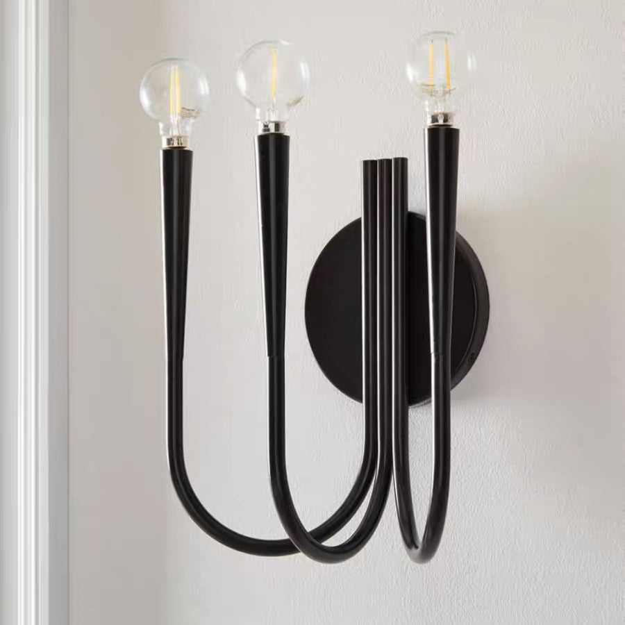 Zeitgenössische skandinavische Arc Branch Disc Base Hardware 3-Licht Wandlampenleuchte für Wohnzimmer 