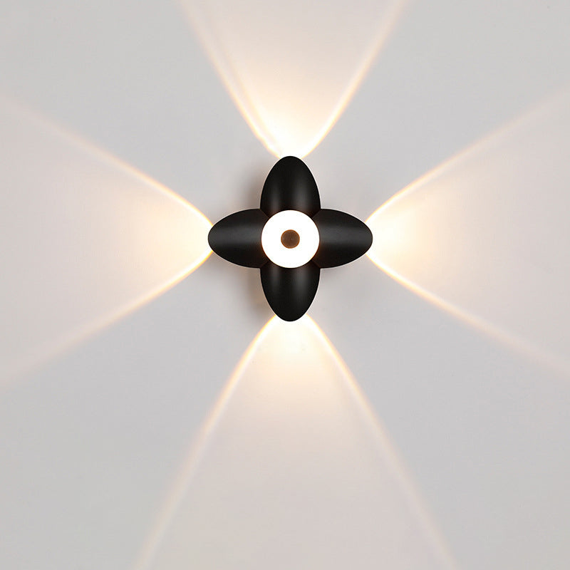 Applique murale LED en aluminium moulé sous pression minimaliste moderne imperméable avec fleur de prunier en acrylique pour salon 