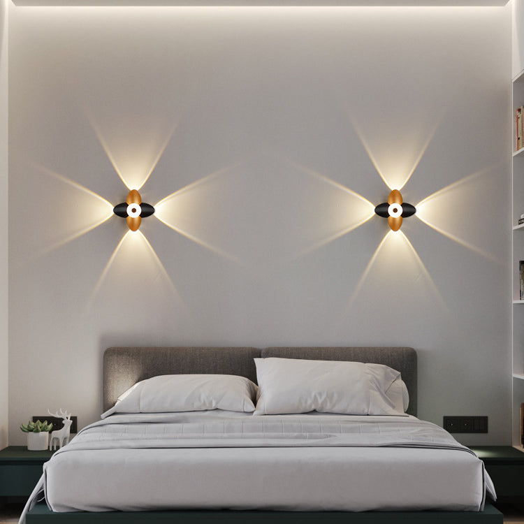 Applique murale LED en aluminium moulé sous pression minimaliste moderne imperméable avec fleur de prunier en acrylique pour salon 
