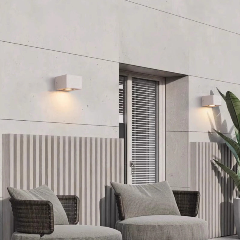 Applique Murale LED Carrée Rectangle Minimaliste Moderne Étanche en Terrazzo pour Patio Extérieur 