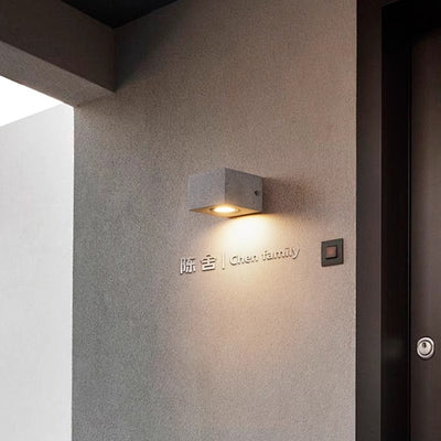 Applique Murale LED Carrée Rectangle Minimaliste Moderne Étanche en Terrazzo pour Patio Extérieur 