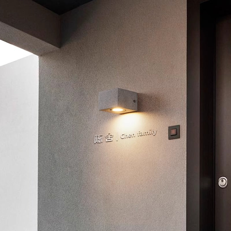 Applique Murale LED Carrée Rectangle Minimaliste Moderne Étanche en Terrazzo pour Patio Extérieur 