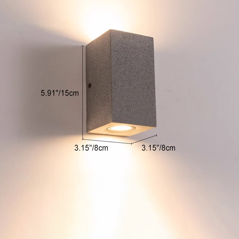 Applique Murale LED Carrée Rectangle Minimaliste Moderne Étanche en Terrazzo pour Patio Extérieur 