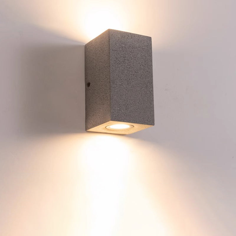 Applique Murale LED Carrée Rectangle Minimaliste Moderne Étanche en Terrazzo pour Patio Extérieur 