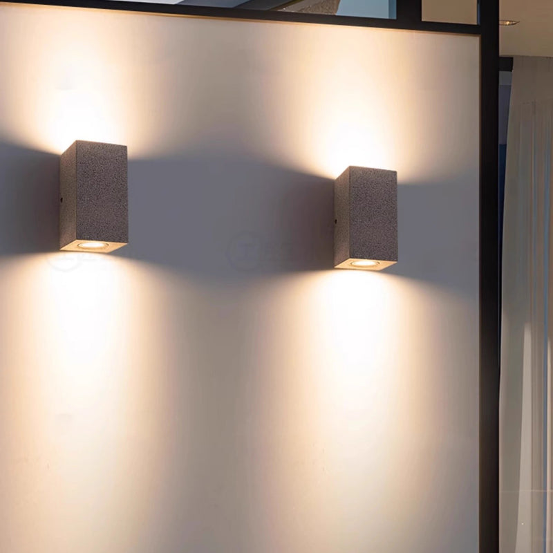 Applique Murale LED Carrée Rectangle Minimaliste Moderne Étanche en Terrazzo pour Patio Extérieur 