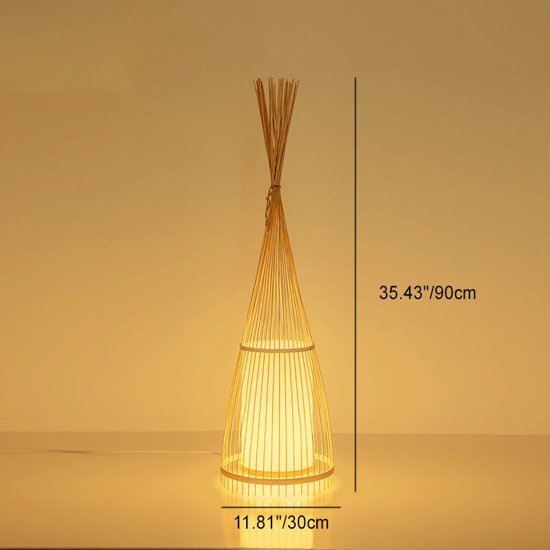 Traditionelle Vintage Kegel Zylinder Bambus Rattan 1-Licht Stehende St –  BulbSquare