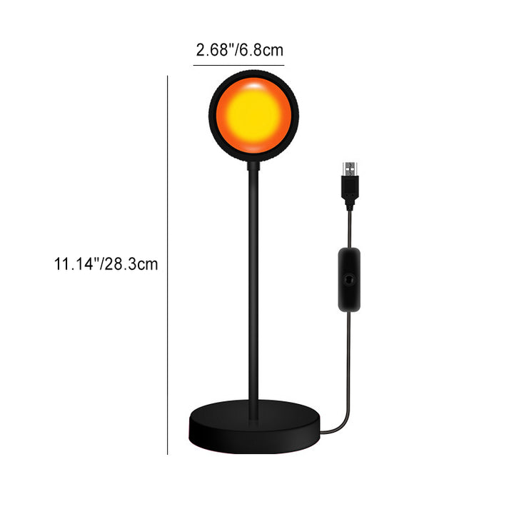 モダンミニマリストラウンドサンセットディスクベースABS LEDテーブルランプリビングルーム用 