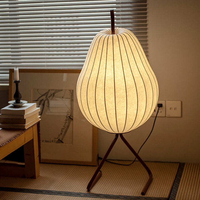 Traditional Vintage Pear Line Iron Fabric 1-Light Standing Floor Lamp For Living Room