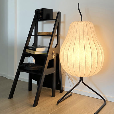 Traditional Vintage Pear Line Iron Fabric 1-Light Standing Floor Lamp For Living Room