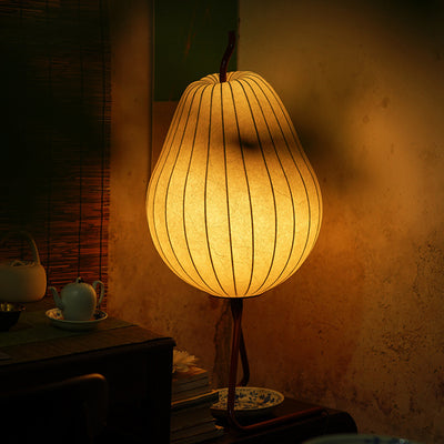 Traditional Vintage Pear Line Iron Fabric 1-Light Standing Floor Lamp For Living Room