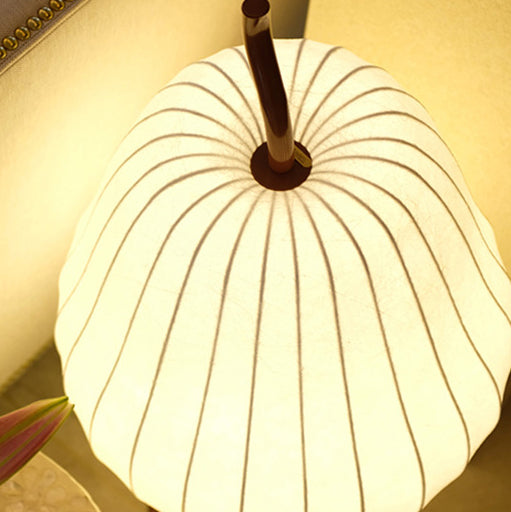 Traditional Vintage Pear Line Iron Fabric 1-Light Standing Floor Lamp For Living Room